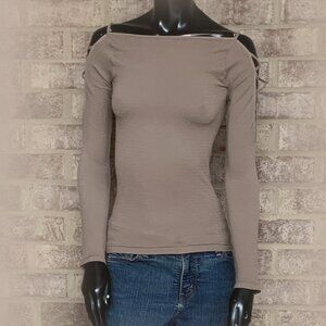 Intimately Free People Cross Hatch Lace Shoulder Textured Long Sleeve Top